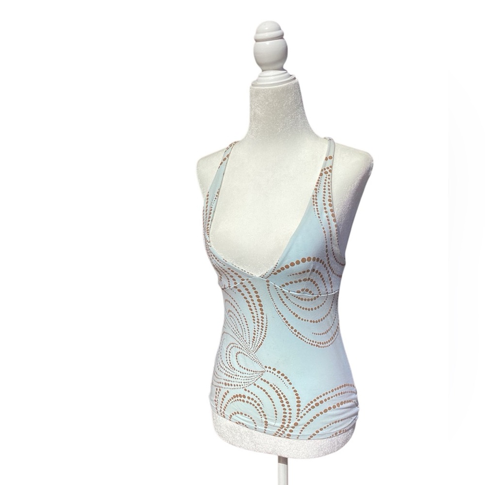 Vintage Indah Clothing Retro tank top blue with brown dots